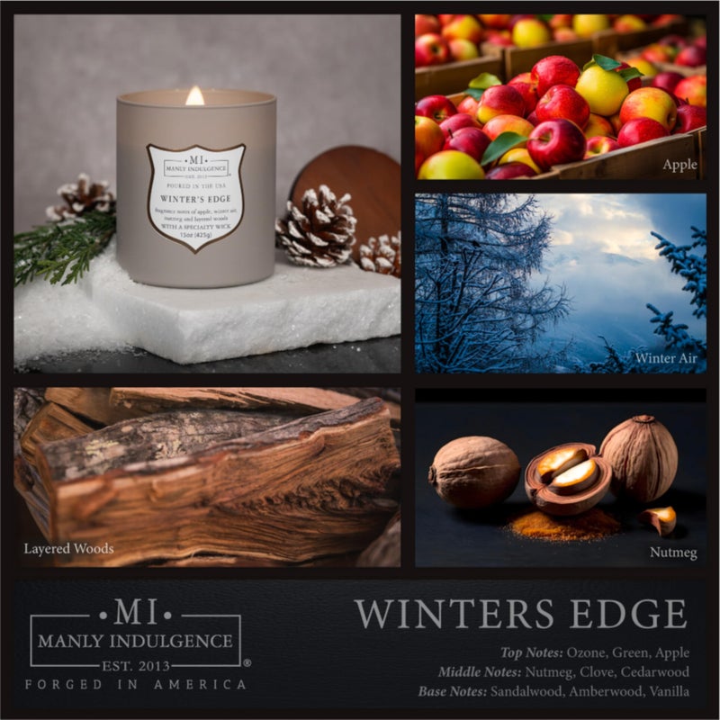 Manly Indulgence Winters Edge Scented Candles for Men, 15 oz Wooden Wick, Premium Soy Blend Wax, 60H Burn, Candles for Home Scented - Made in The USA - Image 2